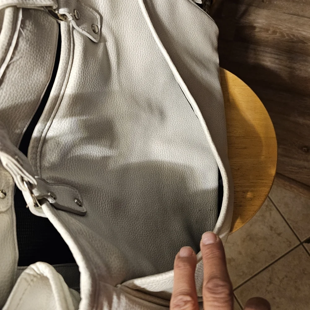 Petote large dog carrier. Metallic cream color